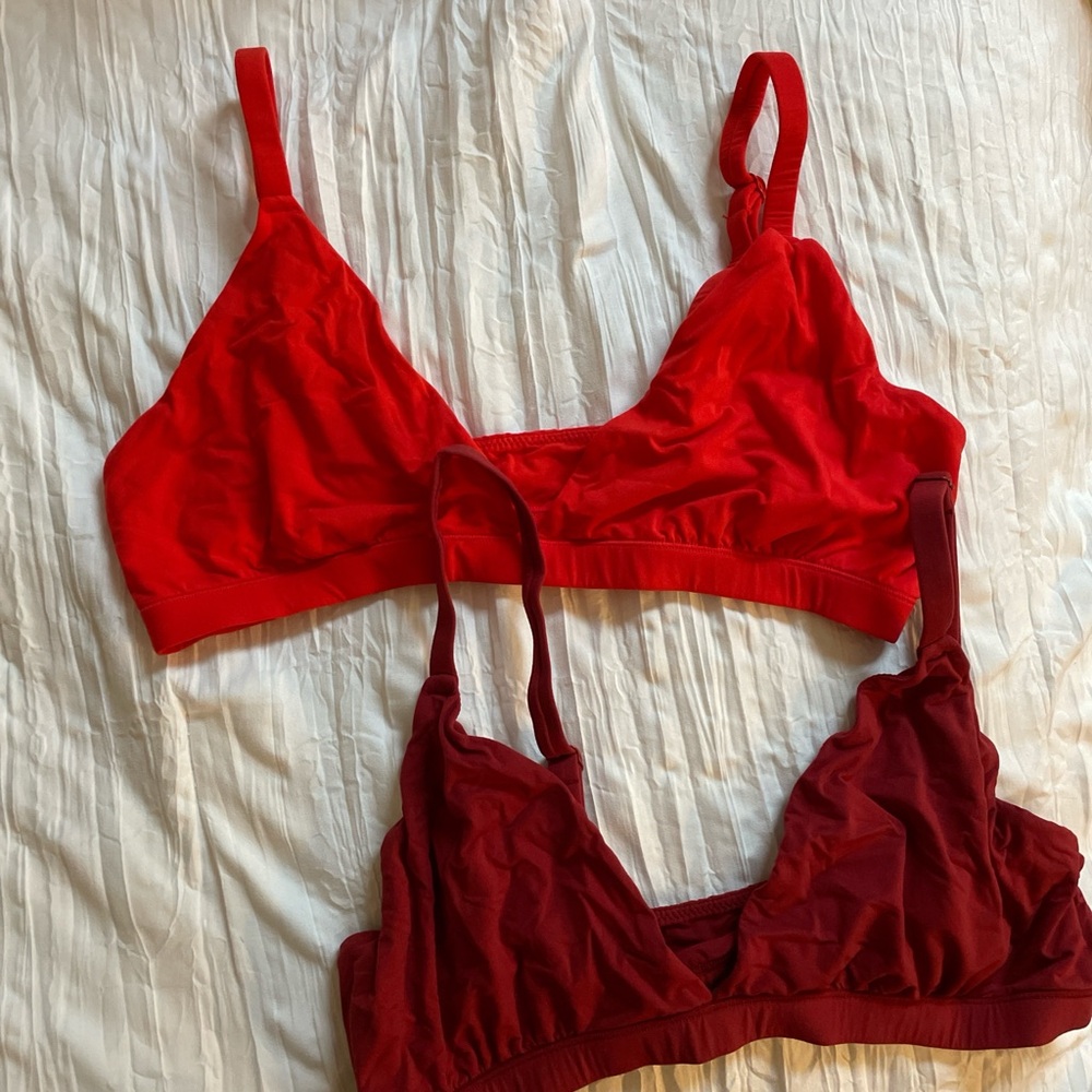 red & burgundy skims bras